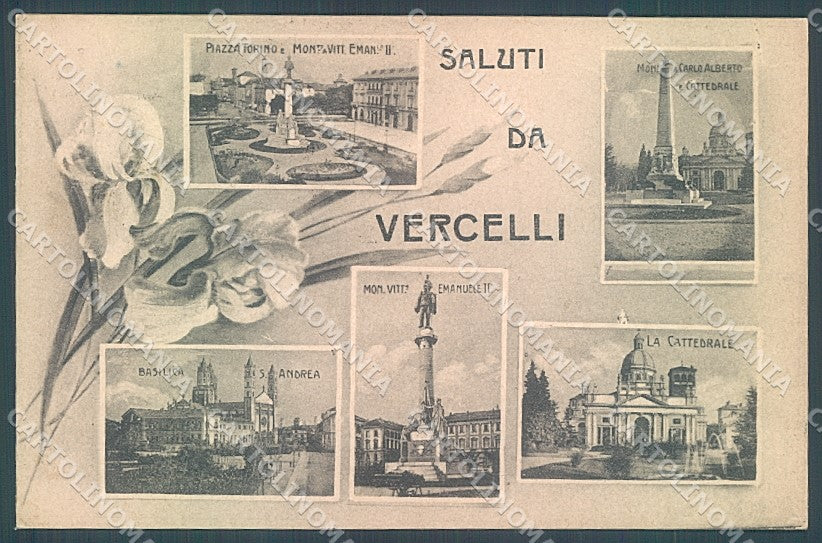 Vercelli Città Bertiglia? Cattedrale Basilica saluti da PIEGA cartolina JK5087 – fronte