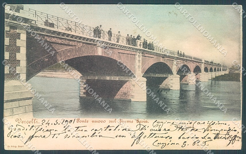 Vercelli Città Ponte Nuovo Fiume Sesia PIEGHINA ANGOLO cartolina JK5092 – fronte