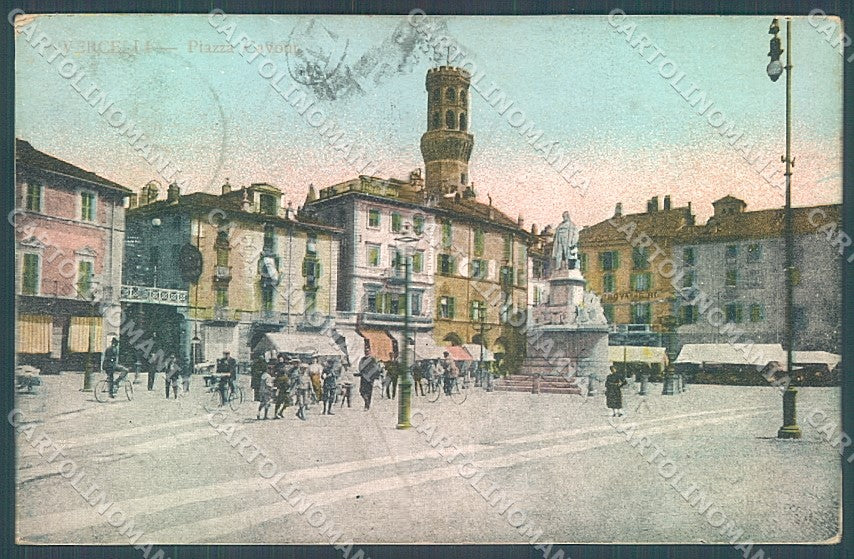 Vercelli Città Piazza Monumento Cavour cartolina JK5094 – fronte