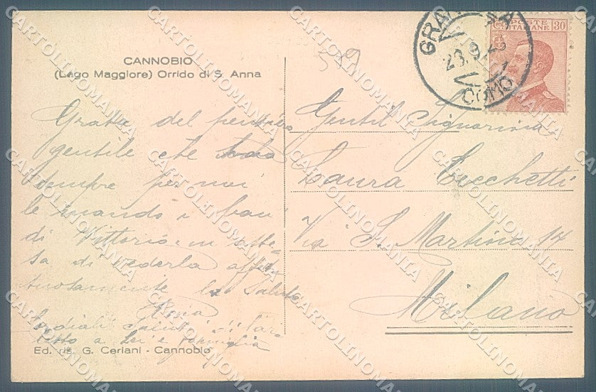 Verbania Cannobio Lago Maggiore Chiesa cartolina JK5115 – retro