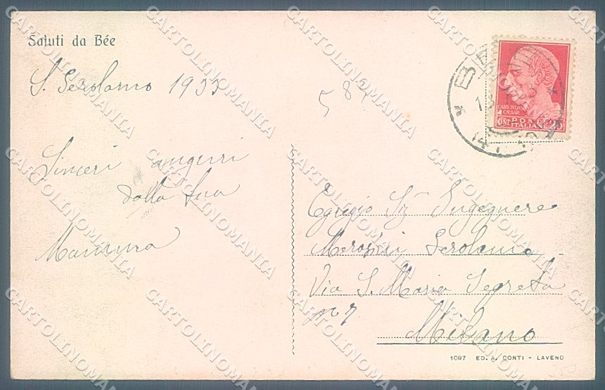 Verbania Bée Lago Maggiore cartolina JK5119 – retro