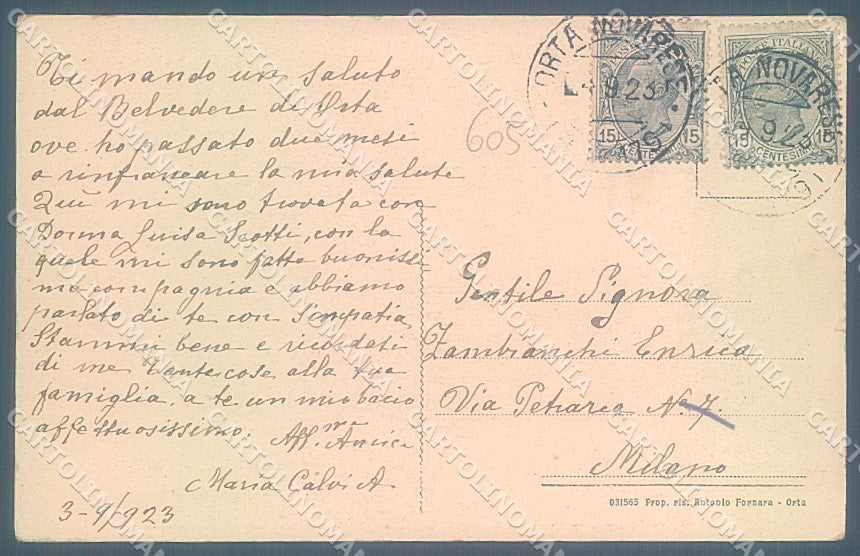 Novara Orta San Giulio Sacro Monte cartolina JK5127 – retro