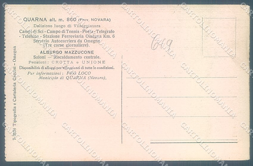 Verbania Quarna Veduta Campestre cartolina JK5131 – retro