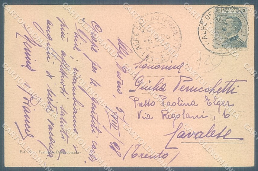 Verbania Baceno Alpe Devero Pizzo Fizzo cartolina JK5151 – retro