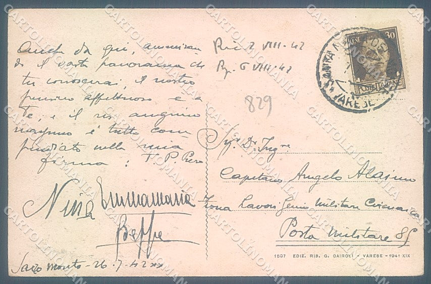 Varese Città Sacro Monte cartolina JK5168 – retro