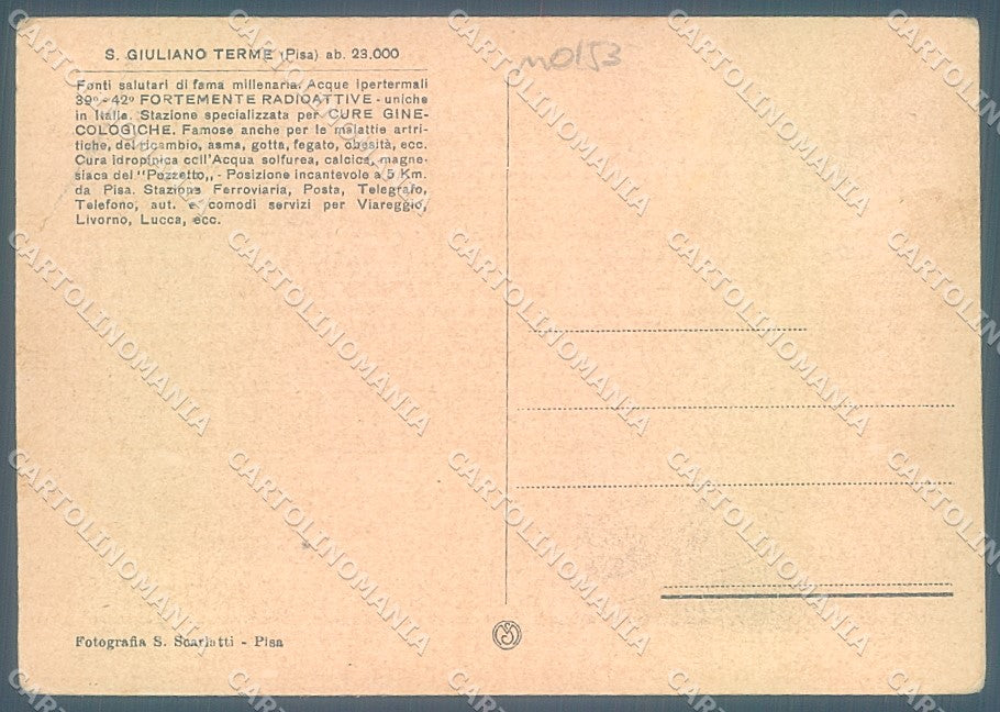 Pisa San Giuliano Terme Nuovo Albergo PIEGA FG cartolina JK5239 – retro