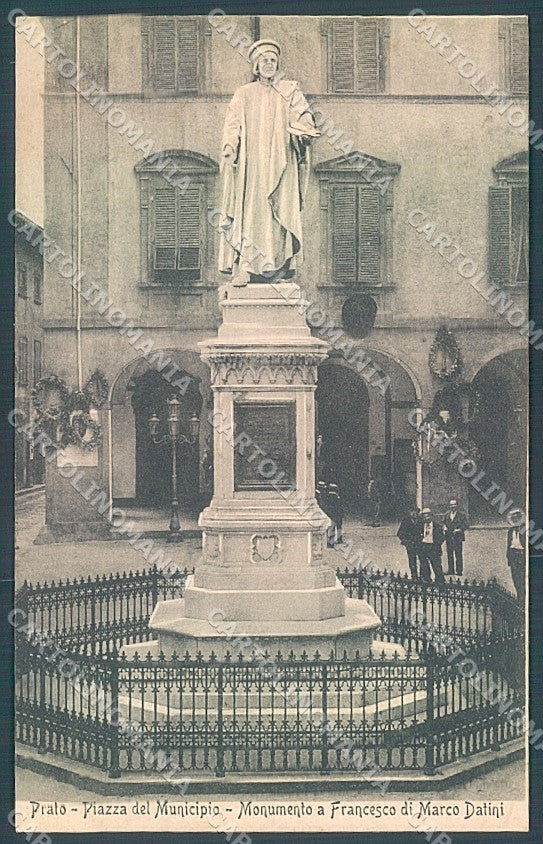 Prato Città Monumento a Francesco di Marco Datini SCOLLATA cartolina JK5254 – fronte