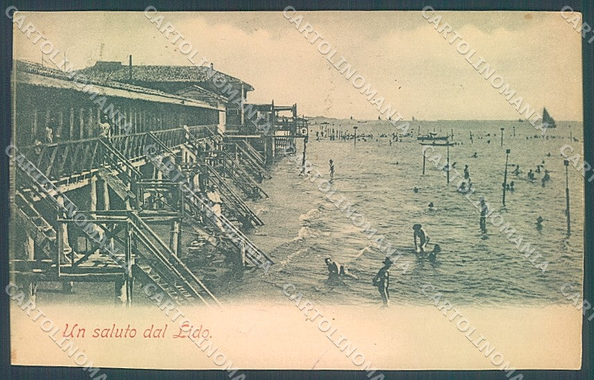 Venezia Lido Spiaggia saluto da cartolina JK5293 – fronte