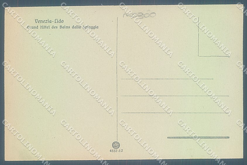 Venezia Lido Spiaggia Grand Hotel cartolina JK5298 – retro