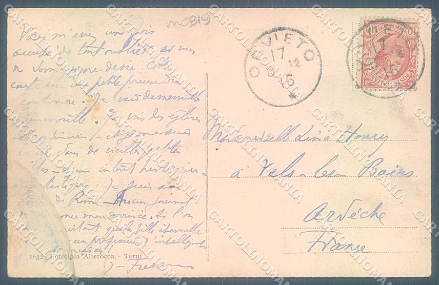 Terni Orvieto Bastioni Alterocca 1632 cartolina JK5308 – retro