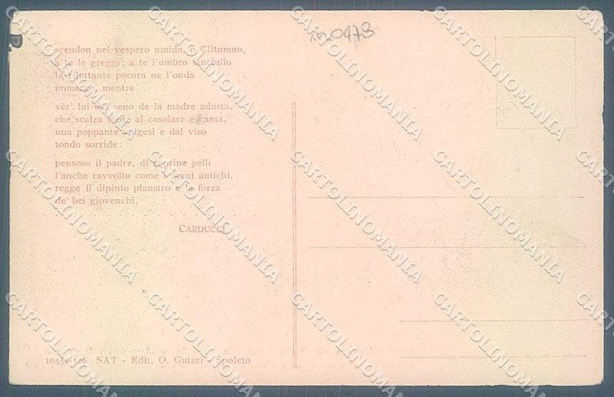 Perugia Foligno Fonti del Clitumno Carducci cartolina JK5390 – retro