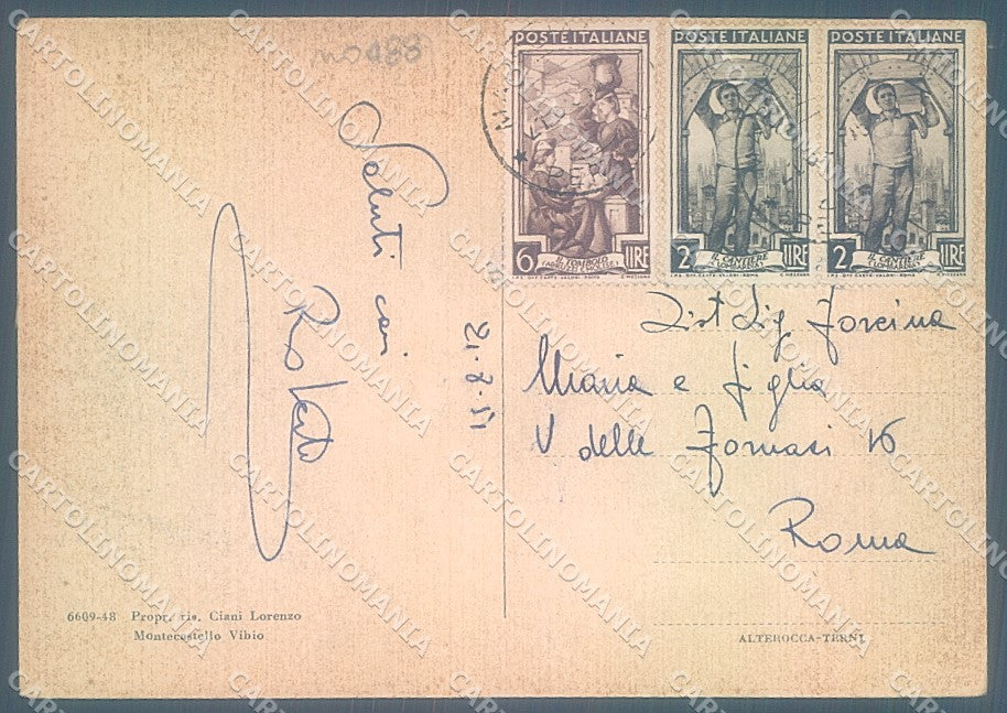 Perugia Montecastello Vibio Porta Maggio Alterocca 6609-48 FG cartolina JK5394 – retro