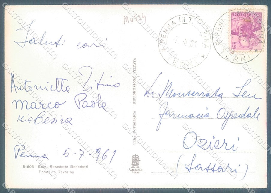 Terni Penna in Teverina Chiesa Alterocca 51508 Foto FG cartolina JK5417 – retro
