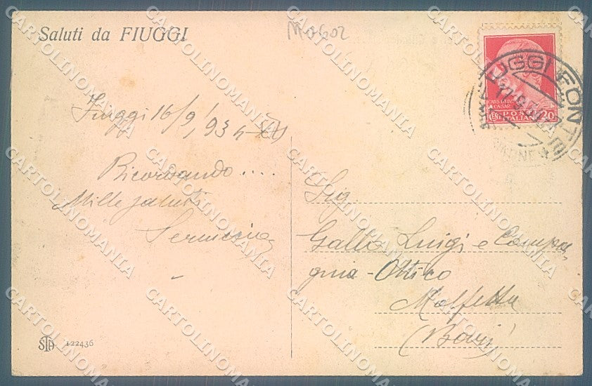 Frosinone Fiuggi Anticoli di Campagna Hotel Alterocca 122436 cartolina JK5442 – retro