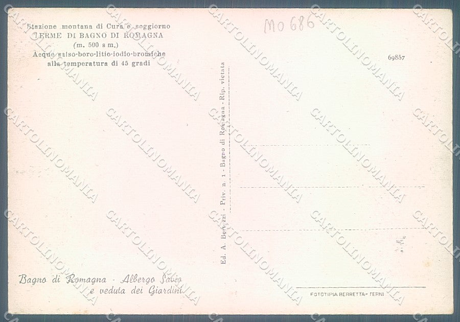 Forlì Bagno di Romagna Albergo Savio FG cartolina JK5480 – retro