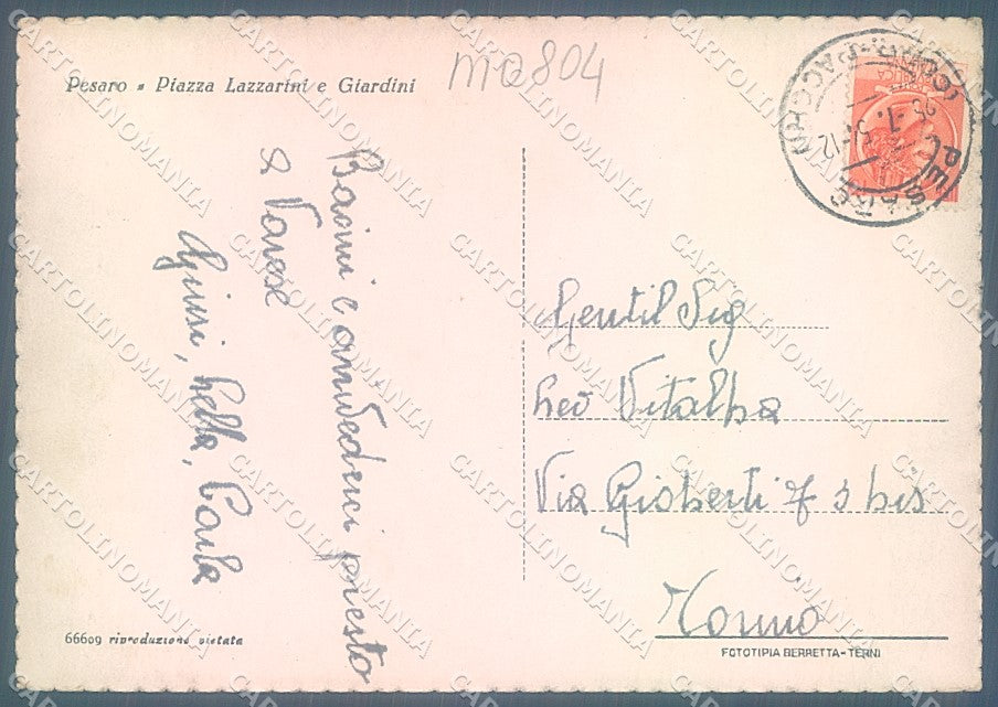 Pesaro Città Piazza Lazzarini FG cartolina JK5534 – retro