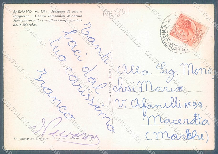 Macerata Sarnano Albergo della Montagna FG cartolina JK5553 – retro