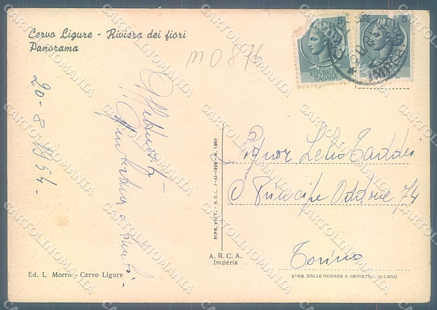 Imperia Cervo Ligure PIEGA FG cartolina JK5569 – retro
