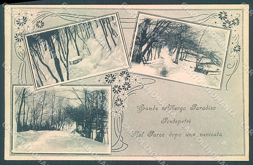 Pistoia Pontepetri Grande Albergo Paradiso Nevicata cartolina JK5591 – fronte
