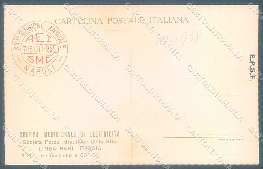 Bari Città Forze Idrauliche Sila Linea Bari Foggia cartolina JK5594 – retro