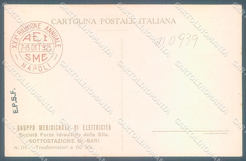 Bari Città Forze Idrauliche Sila Linea Bari Foggia cartolina JK5595 – retro