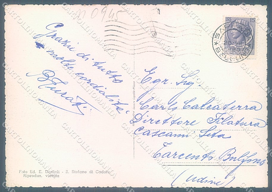 Belluno Sappada Cadore FG cartolina JK5598 – retro