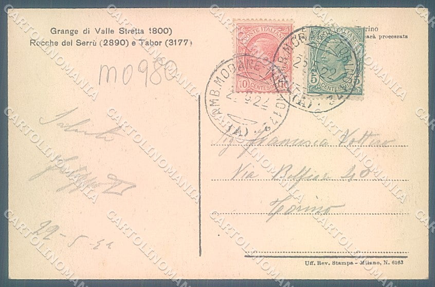 Torino Grange di Valle Stretta cartolina JK5610 – retro