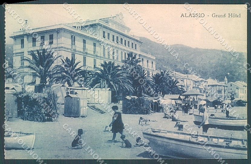 Savona Alassio Grand Hotel Spiaggia cartolina JK5614 – fronte