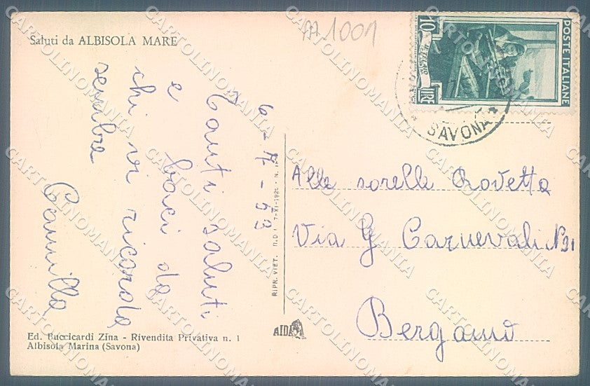 Savona Albisola Spiaggia cartolina JK5615 – retro