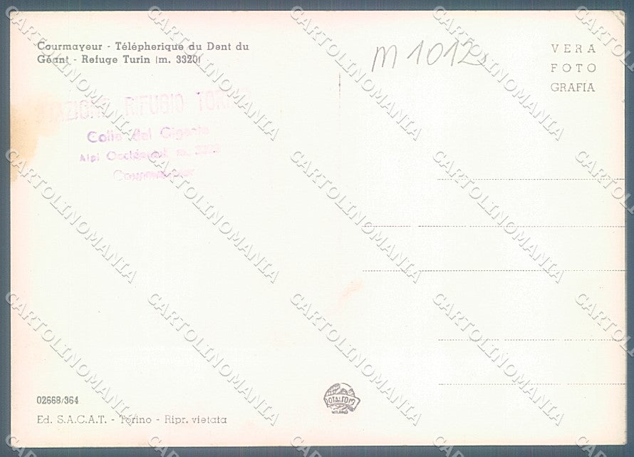 Aosta Courmayeur Rifugio Torino CAI Funivia Foto FG cartolina JK5621 – retro