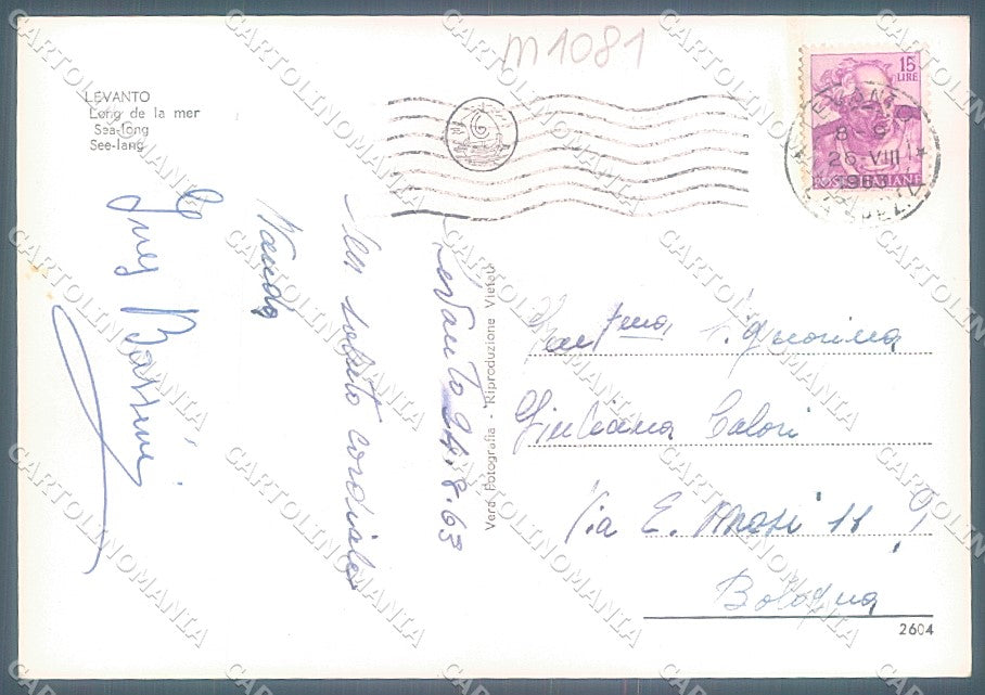 La Spezia Levanto Lungomare Foto FG cartolina JK5656 – retro