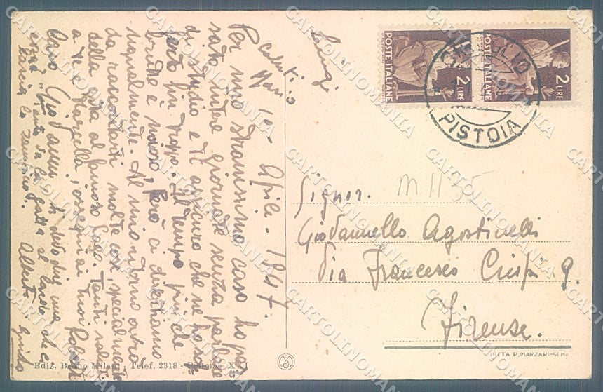 Pistoia Cireglio cartolina JK5680 – retro