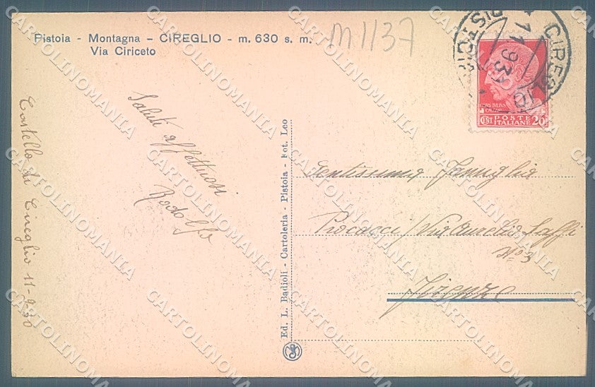 Pistoia Cireglio cartolina JK5681 – retro