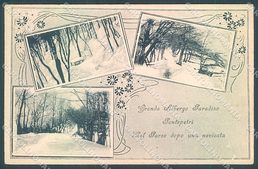 Pistoia Pontepetri Grande Albergo Paradiso Nevicata cartolina JK5721 – fronte
