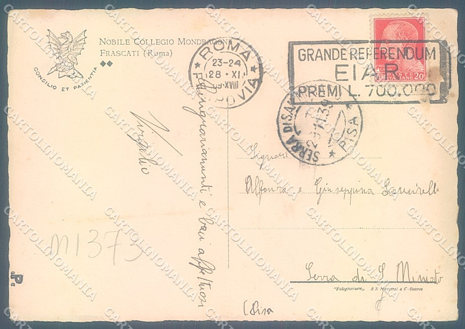 Caserta Mondragone Viale dei Cipressi FG cartolina JK5792 – retro