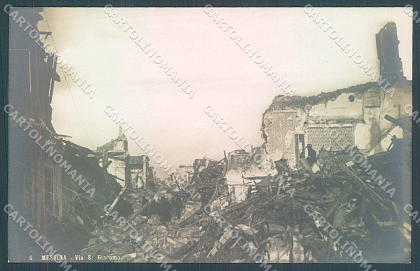 Messina Città Via San Giacomo Post Terremoto Foto cartolina JK5804 – fronte