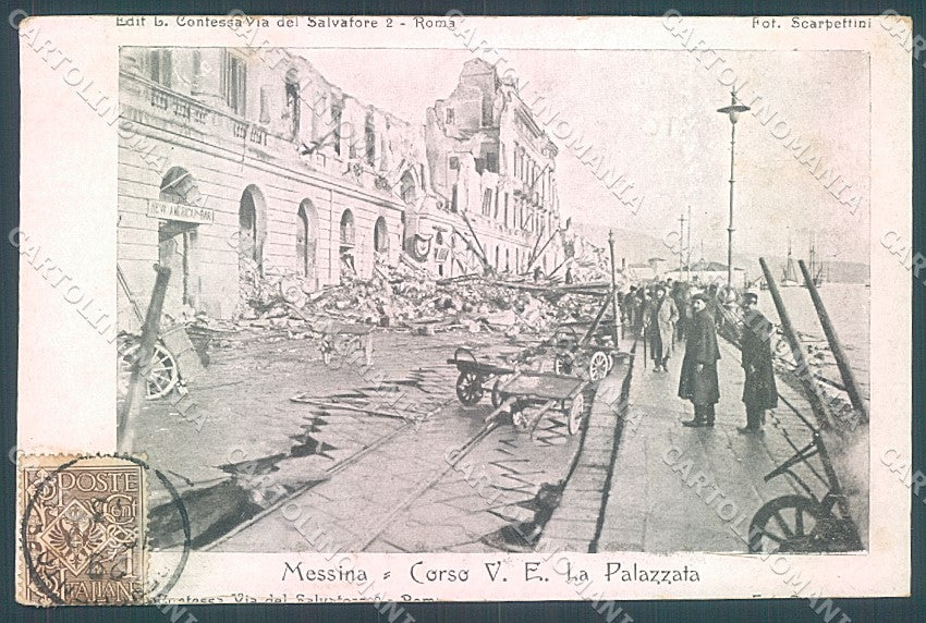 Messina Città Corso Vittorio Emanuele Post Terremoto cartolina JK5812 – fronte