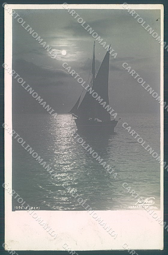 Savona Varazze Barca a Vela Chiaro di Luna Foto cartolina JK5815 – fronte