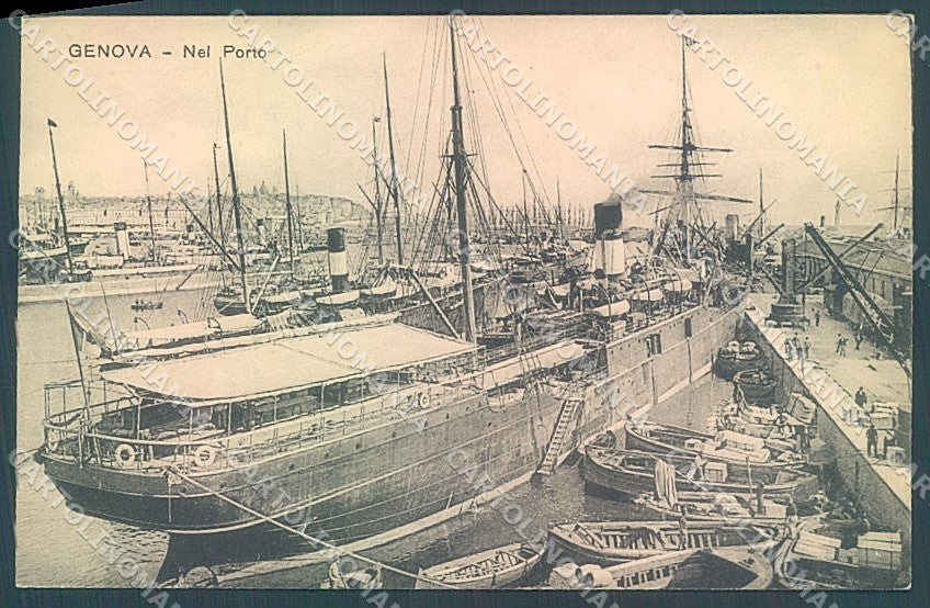 Genova Città Battello Porto cartolina JK5818 – fronte