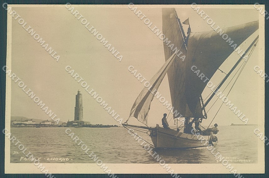 Livorno Città Faro Barca a Vela Foto cartolina JK5824 – fronte