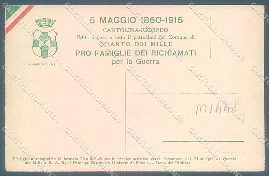 Genova Quarto dei Mille Garibaldi Inno Mameli cartolina JK5825 – retro