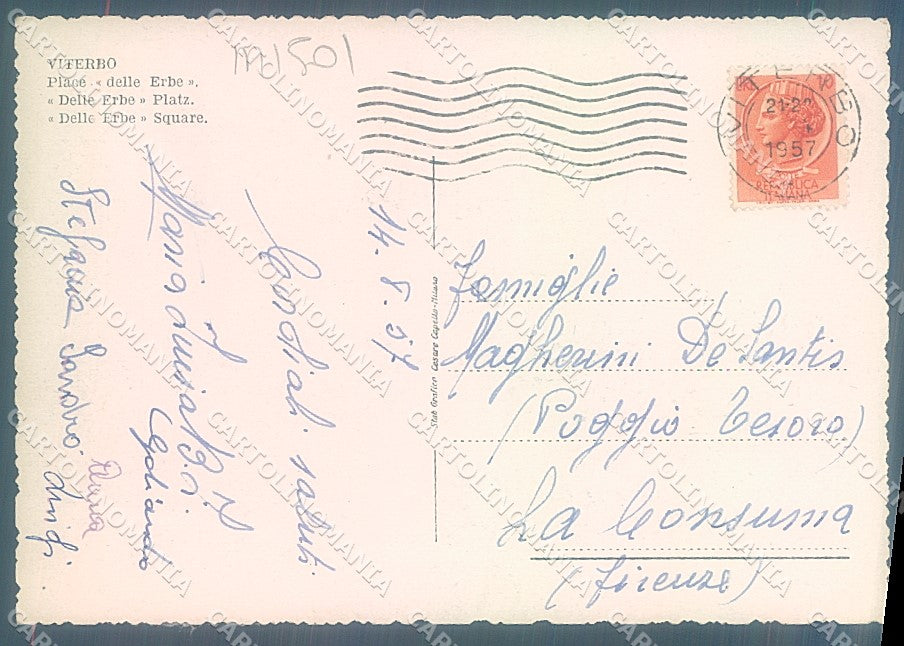 Viterbo Città Piazza delle Erbe FG cartolina JK5849 – retro
