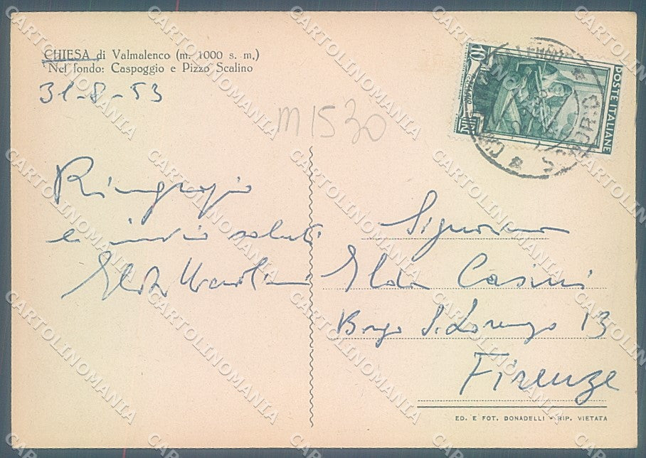 Sondrio Chiesa Valmalenco FG cartolina JK5860 – retro