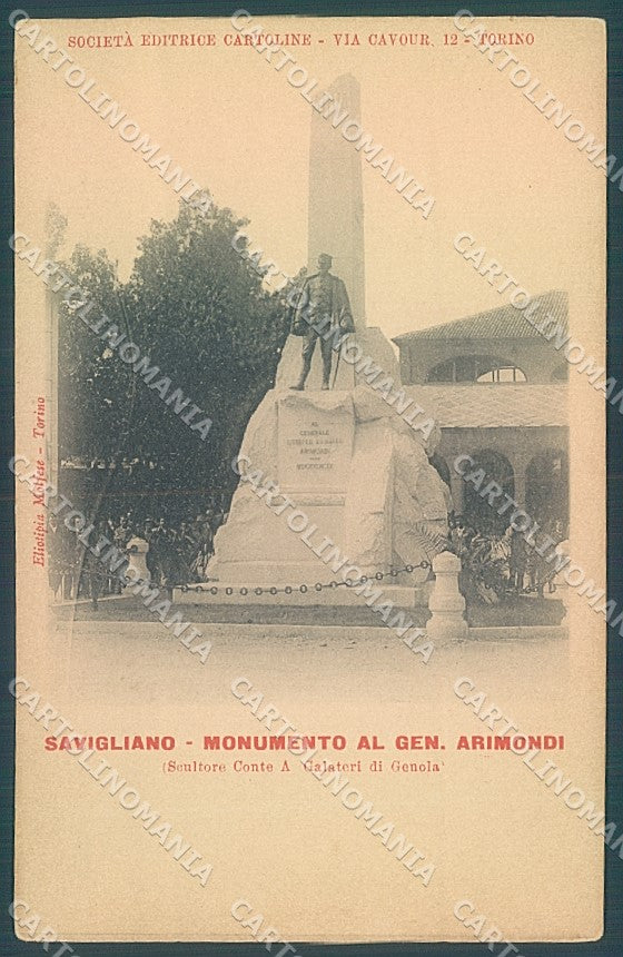 Cuneo Savigliano Monumento Generale Arimondi cartolina JK5870 – fronte