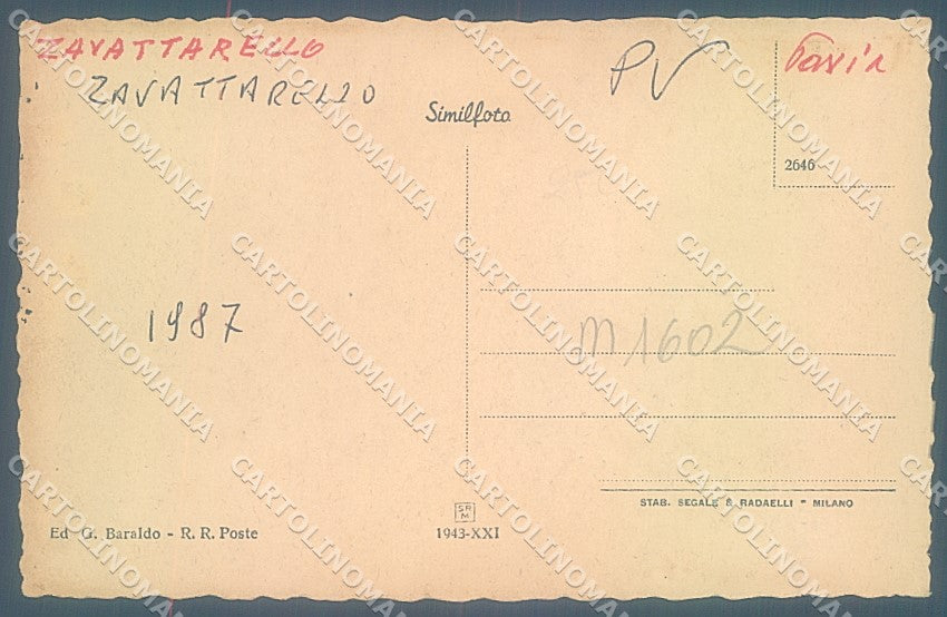 Pavia Zavattarello Veduta dal Castello cartolina JK5894 – retro