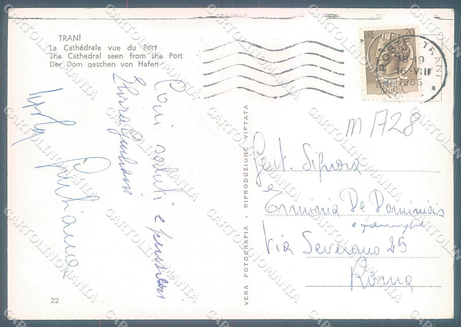 Bari Trani Duomo dal Porto Foto FG cartolina JK5953 – retro