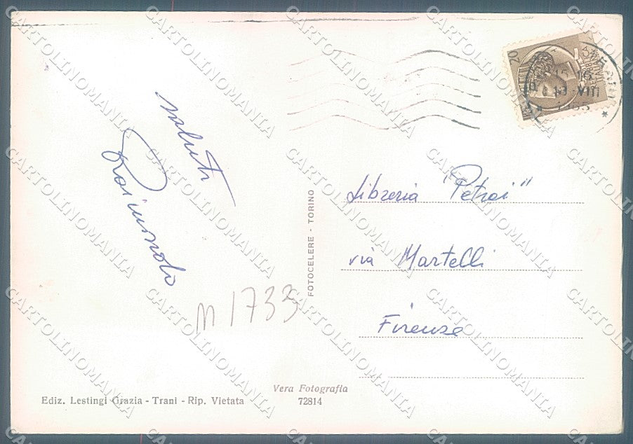 Bari Trani Cattedrale Molo Foto FG cartolina JK5955 – retro