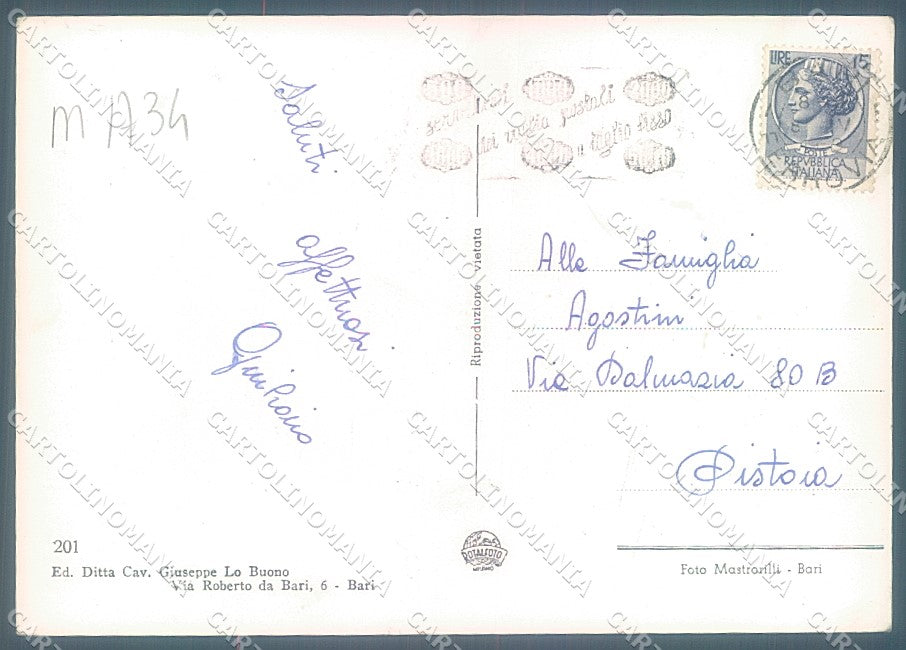 Bari Alberobello Trulli saluti da Foto FG cartolina JK5956 – retro