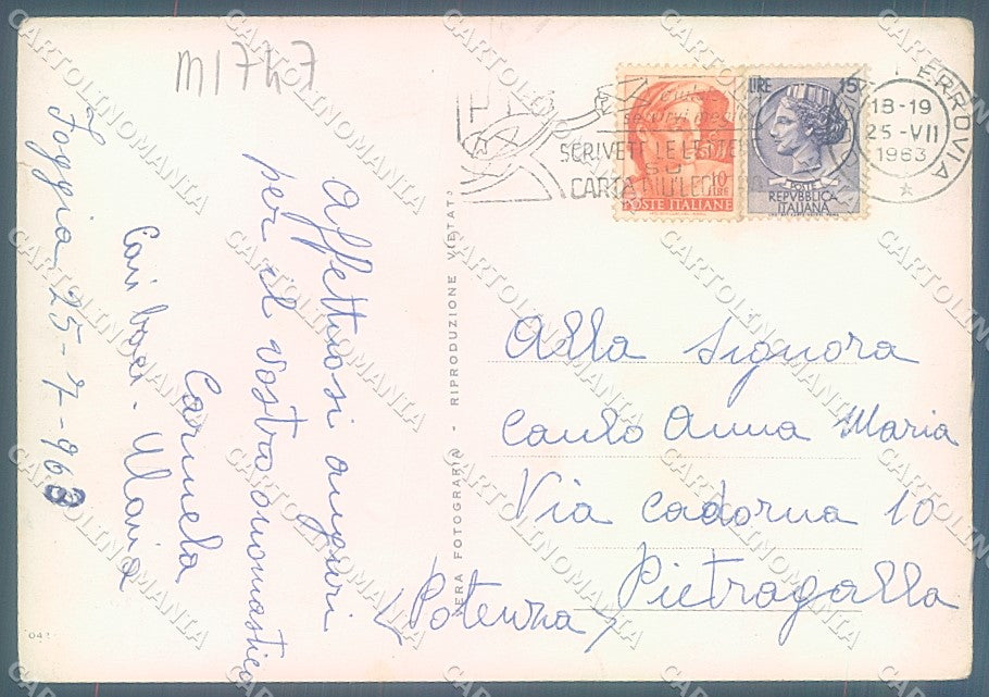 Foggia Città Stazione Centrale PIEGATA Foto FG cartolina JK5960 – retro