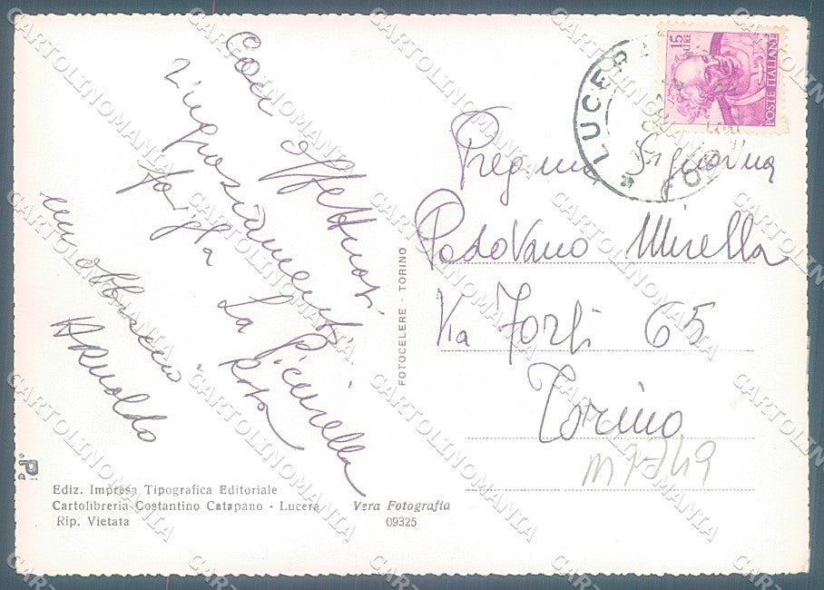 Foggia Lucera Piazza Duomo Foto FG cartolina JK5961 – retro